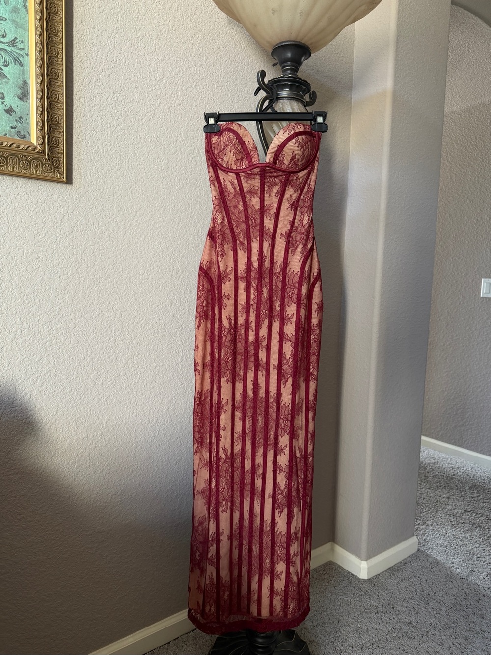 Babyboo Sian Burgundy Floral Lace Corset Maxi Dress | Size S | Worn Once - Picture 14 of 16